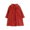 Coat Baby Girl Princess Christma en Jacket Warm Child Lapel Tweed Red Cloak Spring Autumn Winter Outwear Clothes 1 10Y 221122