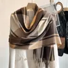 Halsdukar lyxig rutig halsduk vinter varm kashmir kvinnor lång pashmina foulard kvinnlig dam tassel sjal wraps design 221122