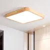 Plafonniers Led lustre en bois carré pour salon chambre lumière cuisine lustres ronds luminaires