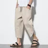 Pantaloni da uomo 2022 Pantaloni da uomo in cotone e lino in stile cinese Harem da uomo retrò Streetwear Beach Pantaloni estivi casual da uomo al polpaccio