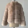 Femmes de Fourrure Faux HJQJLJLS Hiver Épais Chaud Manteau Femmes De Luxe Fuzzy Femelle Col Montant Faux Veste Noir Survêtement 221123