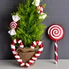 Рождественские украшения Большое рождественское украшение Красная и белая конфеты леденца на палочке для маленькой тростника