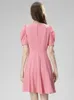 2023 Runway Fashion Spring Summer Dress Brodery Flower Elegant Holiday Party Vestidos Women Puff Sleeve Mini Robe Femme