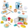 Cuisines Play Food Simulation d'enfant en bois jeu de jouets de cuisine de la vie réelle jeu éducation précoce machine à pain cafetière mélangeur bébé éducatif 221123