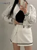 Two Piece Dress Weekeep Korean Fashion Skirt Sets Button Up Baseball Jacket and Elastic High Waist Mini Women Outfits Streetwear 221123