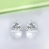 Stud Oevas 925 Sterling Silver 77 mm Heart High Carbon Diamond Stone Wedding Ear Studs Kolczyki Piękna biżuteria hurtowa 221119