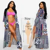 Kobiety Jumpsuits Rompers Bohemian Printed Summer Beach Sukienka Kobieta na plaży bawełniana tunika chiński styl seksowna front otwarta sukienka kimono pareo n751 221123