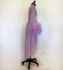 Wraps Light Purple Ostrich Cuff Boudoir Gown Long Sleeve Wedding Sleepwear Bathrobes Nightgowns Robes Bridal Dress Kimono