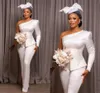 İki Adet Gelin Annesi Elbiseleri Tek Omuz İnci Düğün Konuk Elbisesi Plus Size Kalem Pantolon Örgün Önlükler 2023 Robe De Soiree