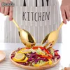 Dinnerware Sets Big Salad Spoon Fork Set Stainless Steel Kitchen Food Server Pasta Utensils Public Gold Tableware Using Buffet Restaurant Tools 221122