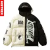 Мужские вниз по парке Histrex Winter Jackets Hoody Men Hip Hop Tai Chi Skeleton Cotton Jupet Hoodies Loak Tape Coats Man Parka 221122