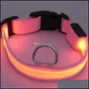 Dog Collars Leashes Led Flash Pet Dog Collars Adjustable Night Safety Light Leash Puppy Dogs Home Pets Supplies Drop Delivery Garde Dhl05