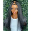 #1 Jet Black Light Yaki Straight Human Hair Middle Upart Wigs for Women Glueless 1x4 Opening U Part/V Part Wigs Adjustable Wig