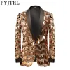 Men's Suits Blazers PYJTRL High-end Champagne Gold Long Tassel Sequins Stage Singer Banquet Wedding Groom Suit Jacket 221122