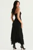 Two Piece Dress Summer Women's Suspender Lace Skinny Offtheshoulder Sleeveless Top Bag Hip Slit Black Skirt Twopiece Suit 221123