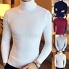 Erkek Sweaters Kollu Twist Twitt Slim Sweater Erkek Kazak Erkekler Örgü Kış Kış Renkli Kaplumbağa Boyun Uzun