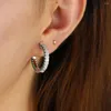 Hoop Earrings Bling Cz Earring For Women Red Green White Silver Plated Trendy Fashion Jewelry