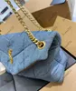 Diseñador 5A Bolsos de hombro para mujer Dama tela de mezclilla Cadenas de lona Bolso Crossbody Bolsos Mensajero Bolsos de compras Totes Cross body Wallet Monedero 25 cm con caja