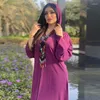 Abbigliamento etnico Donne musulmane Marocchino Caftano Arabo Turchia Robe Djellaba Femme Dubai Abaya Jalabiya Maxi abito con cappuccio Manica lunga islamico