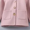 Manteau Filles Avant Boutons Poches Épaissir À Capuche Automne Hiver Bébé Enfants À Manches Longues Casual Solide Rose Outwear Laine s 221122