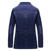 Men's Leather Faux Multi Pocket Denim Jacket Men Spring Blazer Suits Mens Business Leisure Cowboy Westerner Male Jeans Coat Size L 4XL 221122