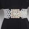 Gürtel breite Schichten gewebte Perle Taillengürtel für Frauen 2022 Luxus Design Elastic Bundeshemd Hemd Femme Cinturones Korsett Korsett