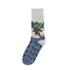 Chaussettes pour hommes mignon coton hommes mode drôle chien singe longue planche à roulettes chaussette automne hiver heureux dessin animé