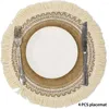 Столовые коврики 4pcs Свадьба с кисточником круглой Placemat po Prop 15 -дюймовый фермерский дом чаша дома украшение умываемое джутовое коврик