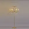 Wedding Decoration Road Guide Vloer Lamp Iron Gold Plated Multi Heads Crystal Stand for Party Stage Celebration Site Layout Props