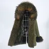 Женская меховая подделка Oftbuy Winter Jacket Женщины Long Parka Real Coat Натуральный енот воротник густой теплый уличная одежда Parkas 221123