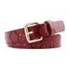 أحزمة All-Match Women Pu-Leather Weist Belt Snake Smate Security Check Checkband