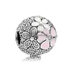 Argento Adatto Pandora 925 Sterling Sier Bracciale Rosa Smalto Magnolia Cristallo Ciondola Perline Charms Per Catena Di Fascino Del Serpente Europeo Dhdlr