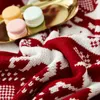 Blankets Nordic Plaid Red Throw Blanket Knitted Striped Christmas Tree Office Nap Leisure For Beds Sofa Cover Years Tapestry