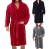 Men's Sleepwear Graceful Bath Robe Autumn Winter Pajamas Solid Color Hooded Pockets Men Plush Comfortable 221122