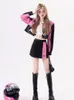 Robe Deux Pièces Contraste Couleur Assortiment Ensembles Harajuku Punk Gothique Printemps Automne Deux Pièces Ensembles Femmes Tenues Lettr Imprimer Tops Mini Jupe Courte 221123