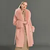 Womens Wool Blends Jxwatcher Coat Women Pied De Poule Natural Fur Collar Cashmere Long Outerwear Ladies Streetwear 221122