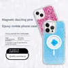 Custodie per telefoni magnetici con fiori secchi glitter per iPhone 14 Plus 13 12 11 Pro Max Luxury Bling Bling Ladies Cover Anti-Caduta antiurto