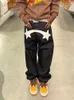 Męskie dżinsy Workowate męskie Y2K Projektant mody Czarne spodnie z nadrukiem w gwiazdy Dna Streetwear Casual Niski stan Luźne proste spodnie dżinsowe 221122