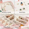 Smyckeslådor Portabla PU -lädersmycken Box Travel Organizer Display Lagring Fodral Holder For Rings Earrings Halsband Tillbehör P DHW2C