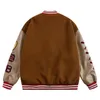 Herren Leder Faux American Retro Bär bestickte Jacken Mäntel Y2K Street Hip Hop Trend Baseball Uniform Paar Casual Wild Jacke 221122