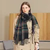 Scarves winter scarf temperament plaid warm fringe women in the long paragraph shawl 221122