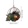 Christmas Decorations Pre-lit Artificial Hanging Basket-mixed And White LED Lights-frosted Berries