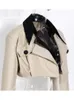 Giacche da donna EAM Loose Fit Khaki Two Ways Wear Giacca irregolare Risvolto Manica lunga Cappotto da donna Moda Primavera Autunno 1DE7081 221122