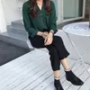 Women's Jumpsuits Rompers office Lady Chiffon Blouse Shirt Summer Blouse Tops Long Sleeve V Neck Female Blouse 221123