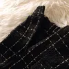 Women Dwuczęściowe spodnie Vintage Plaid Tweed 3 Zestaw Elegancki pasek kamizelka środkowej długości krótkie spodnie Knitre Sweter Koreański garnitur 221123