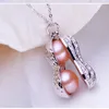 Collares pendientes Regalo de Navidad para mujer Collar de maní Perla falsa blanca Joyería de clavícula Titanio Creativo