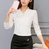 Combinaisons pour femmes Barboteuses Harajuku Printemps Été Chemisier Femmes Chemises à manches longues Mode Loisirs Chemise en mousseline de soie Bow Bureau Dames Rose Blanc Tops 221123