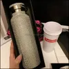 Bouteilles d'eau Bouteilles insées haut de gamme scintillantes Bouteille thermique en acier inoxydable avec strass Bling Diamant Thermo Sier Eau avec couvercle Dhkqg