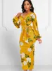 Feestjurken lange mouw v nek bloemenprint midi jurk vrouwen grote maat slanke fit gordel date night vintage mode kleding 221123