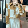 Women's Blouses 2022 Autumn High Class Geometric Pattern Long Sleeve Shirt Women Tops Office Lady OL Elegant Blouse Blusa